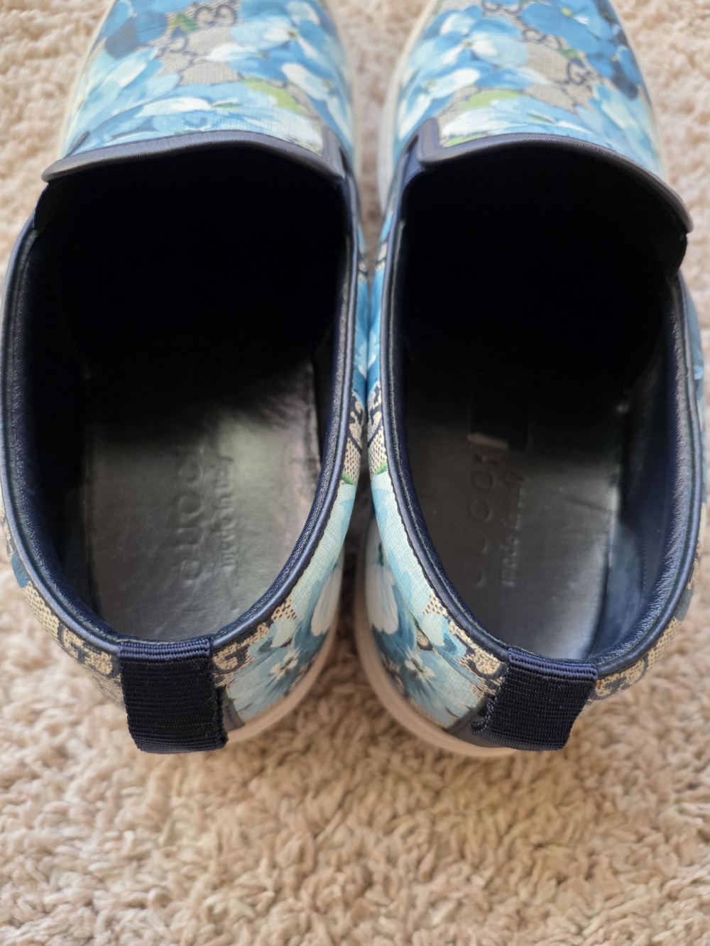 Mens's Gucci Blue Floral Slip-On Sneakers Size 9G - Picture 7 of 9